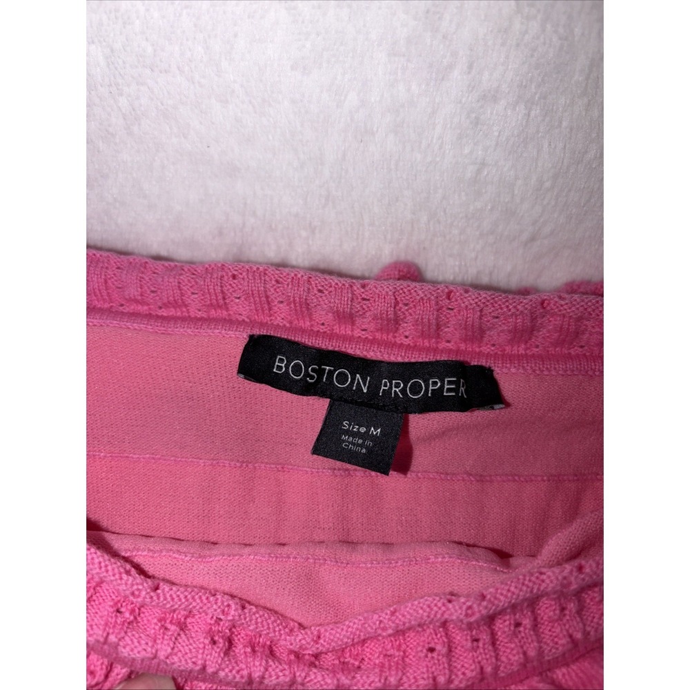 boston proper tops medium Ruffle Off Shoulder Med Boho Coastal Casual Summer EUC - Picture 2 of 8